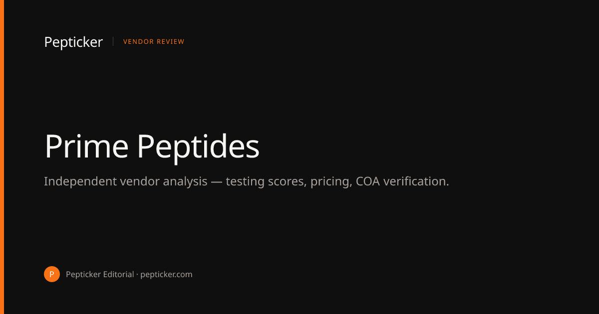 Prime Peptides — testing profile, current SKUs, live pricing · Pepticker