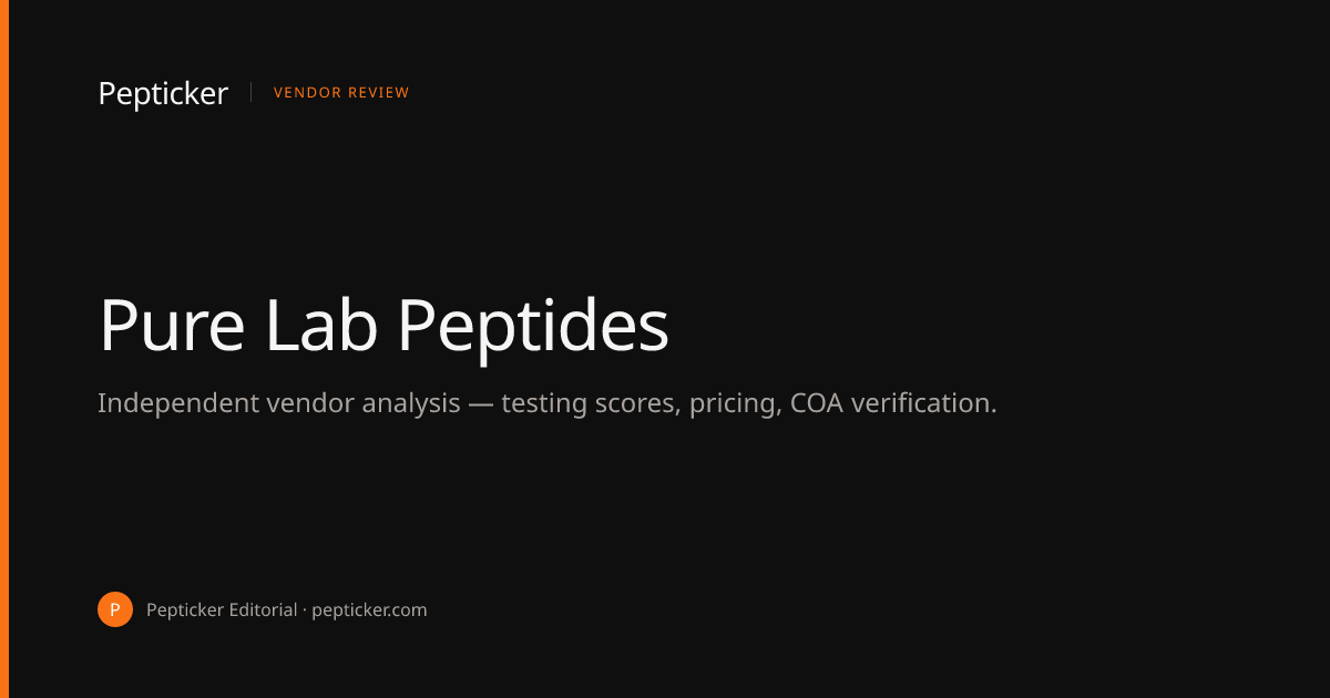 Pure Lab Peptides — testing profile, current SKUs, live pricing · Pepticker